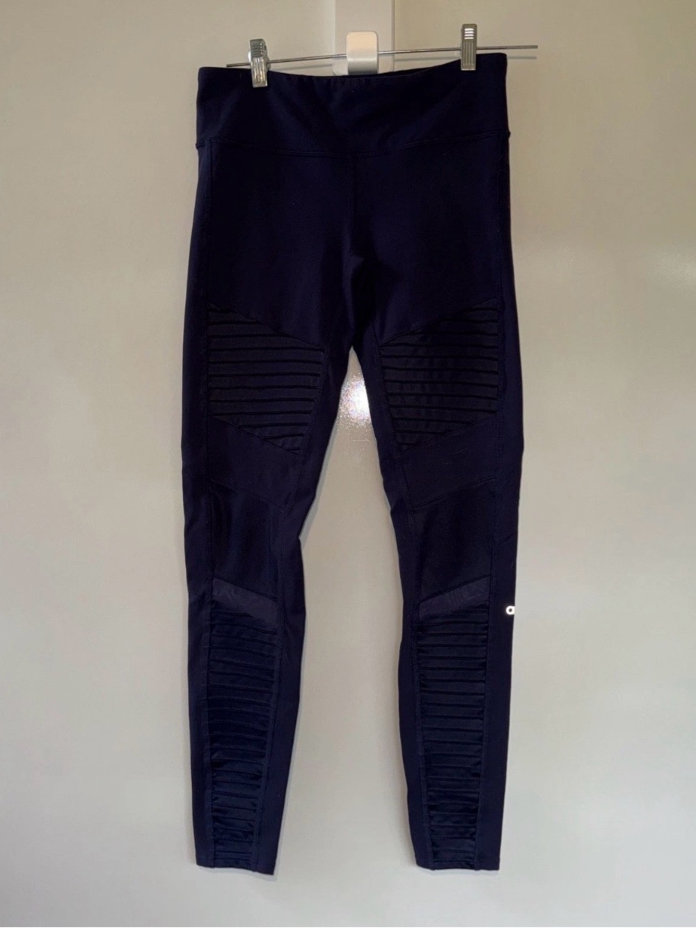 Alo Yoga Moto Legging High Waist Moto Leggings Navy Blue Womens Size Medium Mesh